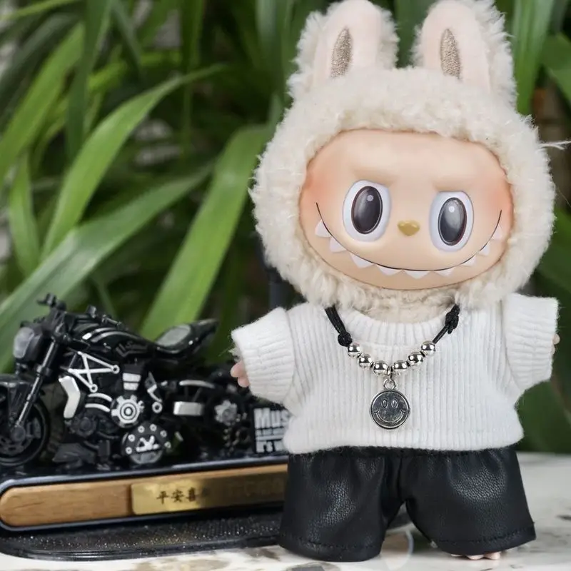 

17 см V1 V2 Bjd кулон для одежды Labubu универсальная белая футболка кожаные брюки аксессуар для костюма модная одежда нежная игрушка