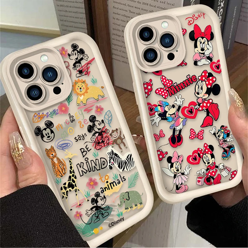 Animal Mickey Minnie Case For iPhone 16 15 14 13 12 11 Pro Max X XS X S Max XR SE 2020 7 8 Plus iphone16 Soft Shockproof Etui