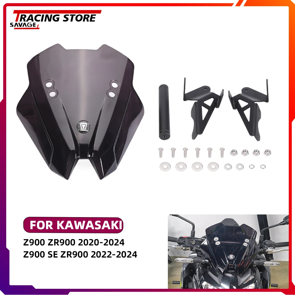 

2024 Z900 WindScreen Screen With Mobile Phone GPS Nav Navigation Mounting Bracket For Kawasaki Z 900 ZR 900 Z 900 SE Windshield