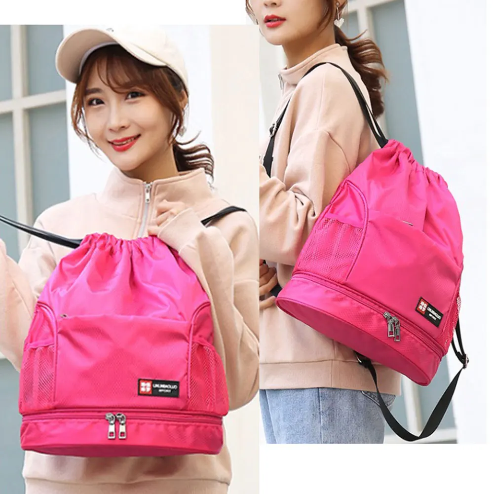 High Quality Waterproof Light Nylon Women Backpack Fashion Wet and Dry Split Drawstring Bag Large Capacity Unisex Backpack