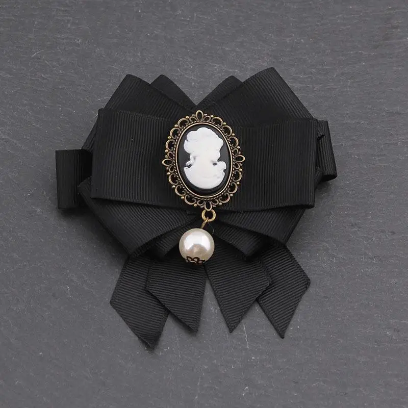 New Retro Ribbon Bow Brooch Suit Shirt Collar Pin Mourning Brooch Female Clothing Corsage Clothes Decoration Accessories