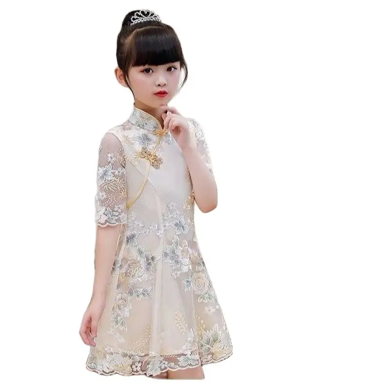 2024 Kids Girls Flower Dress Children Girl Voile Birthday Party Dress Baby Fancy Princess Fashion Yarn Dress 3 5 6 8 10 12 Years