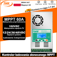 PowMr EU MPPT 60A Solar Charge Controller Work for 12V 24V 36V 48V Lithium Lead Acid Battery With LCD Display Max PV 160V Input