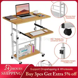 Mesa de ordenador de altura ajustable con ruedas, mesa de PC, extensión de teclado suave, mesa de oficina, mesa de PC para casa y oficina, HWC