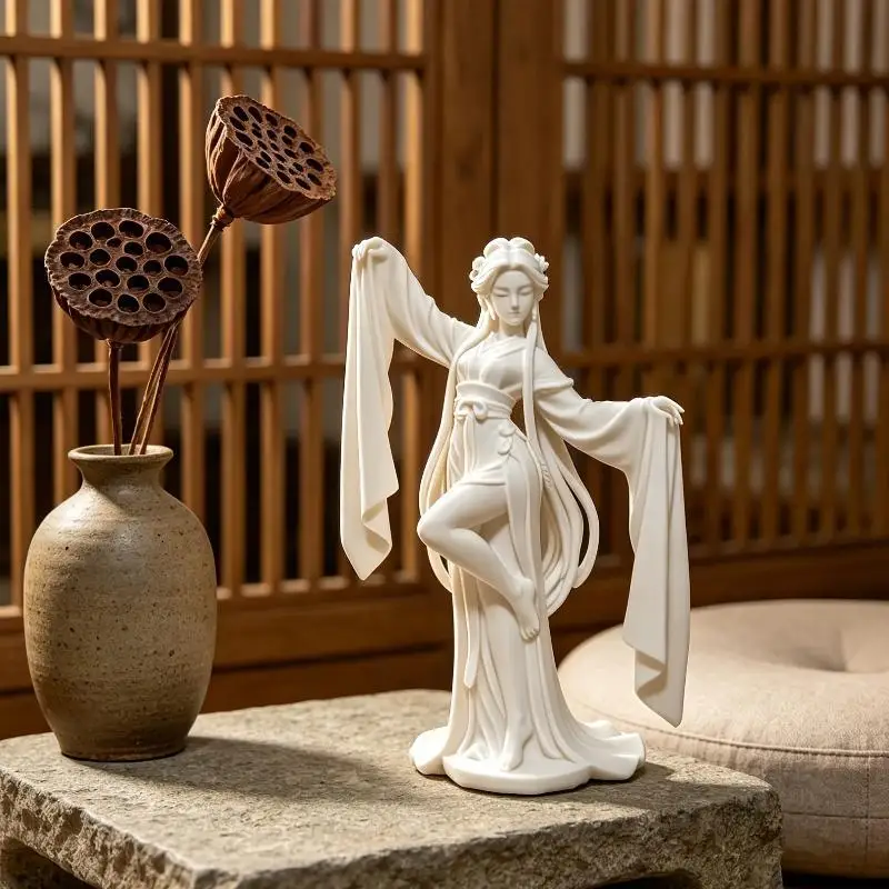 3D Printed Chinese Water Sleeve Dance Sculpture Classical Dancer Figurine Oriental Craft Desktop Decor Art Collector Presents