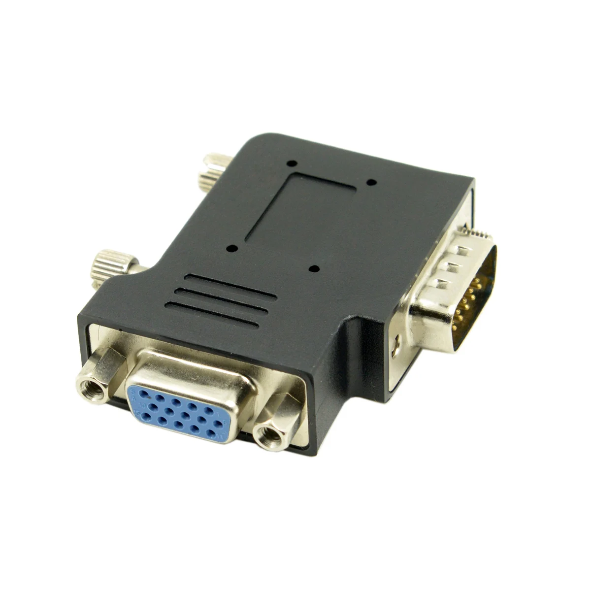 Cablecc-Adaptador de extensión VGA SVGA macho de 15 pines a hembra, convertidor Vertical plano en ángulo recto de 90 grados, enchufe negro