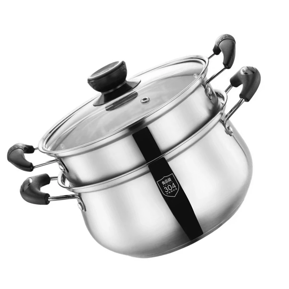 

Stainless Steel Pot Set 20cm Steamer Pot Stainless Steel Soup Steamer Basket Easy Cleaning Kitchen Tool for Home