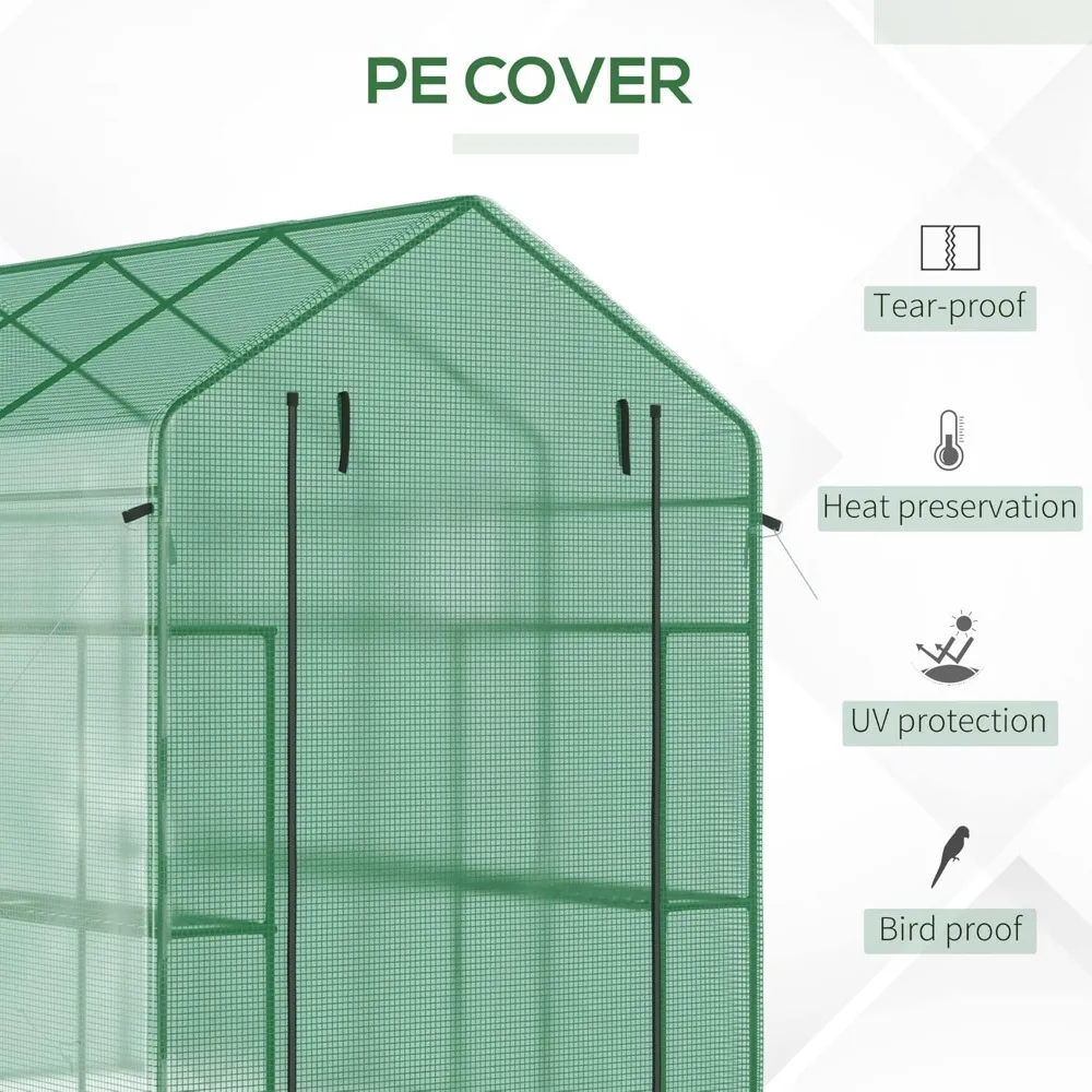 Garden Buildings 7 'x 5' X 6 'walk-in Greenhouse with Mesh Doors and Windows, 18 Layer Greenhouse Plant Labels, UV Protection