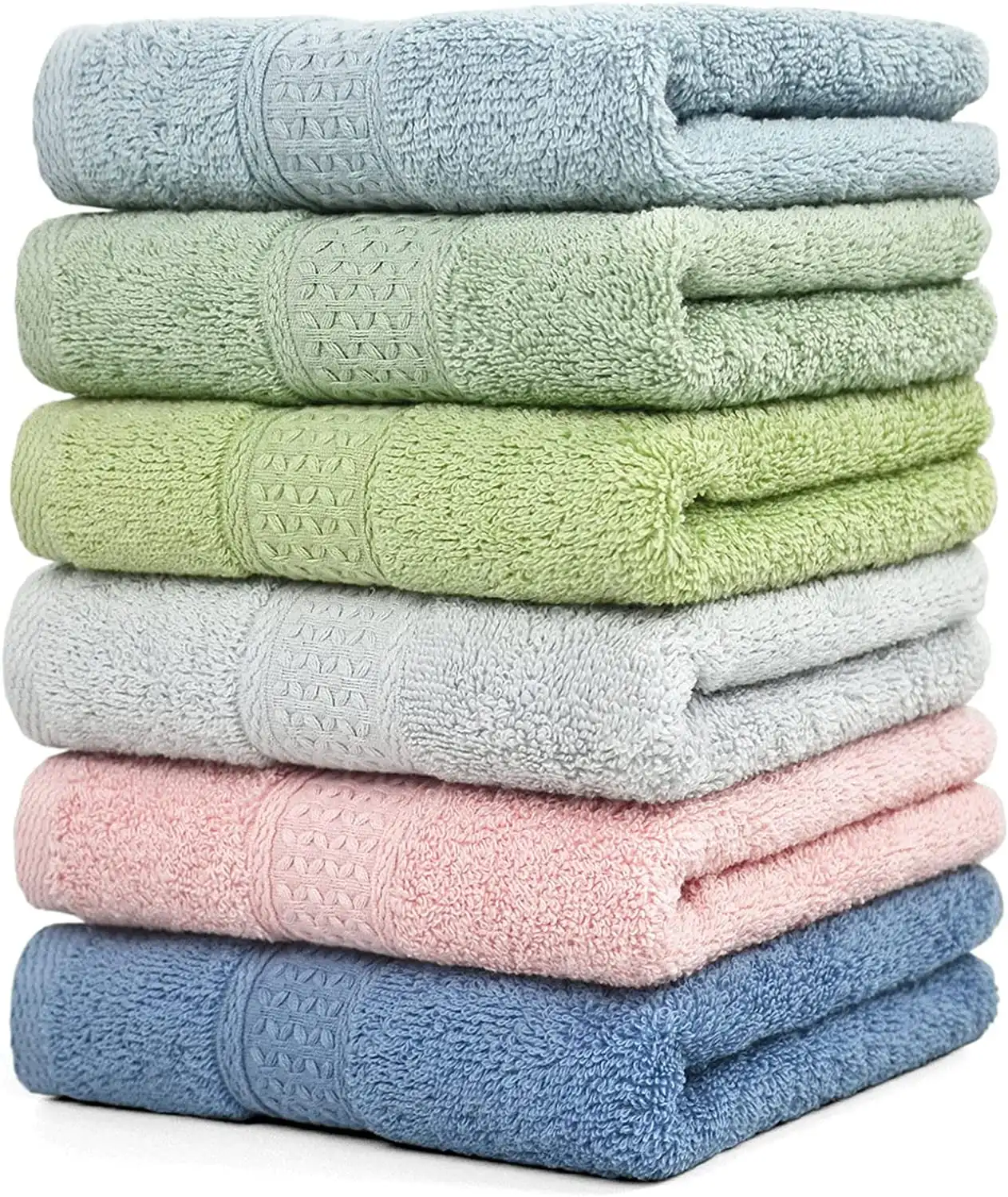 

Hand Towels Set 100% Cotton Quick Dry Soft Hand Shower Towels Set for Bathroom 29" X 13" 6 Pack Highly Absorbent and Durable