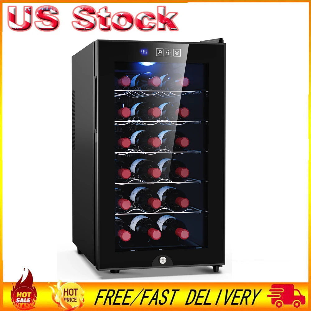 18 Bottle Wine Cooler, Freestanding Wine Fridge with 46-66 ℉ Digital Temperature Control, Countertop Wine Refrigerator 48L