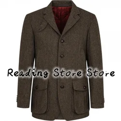 2022 Men's Suit British Style Woolen Cloth Autumn And Winter Solid Single Breasted Lapel Slim V-neck Business Handsome Comfortab