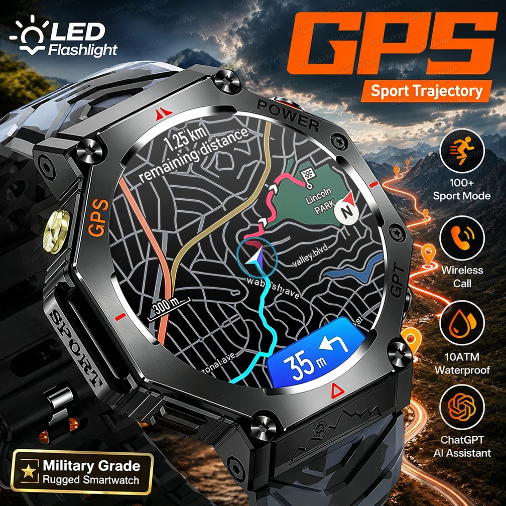 New T-REX3 Ultra Outdoor Sports GPS Smart Watch 10ATM Waterproof Compass Altimeter Barometer ChatGPT Military Smartwatch For Men