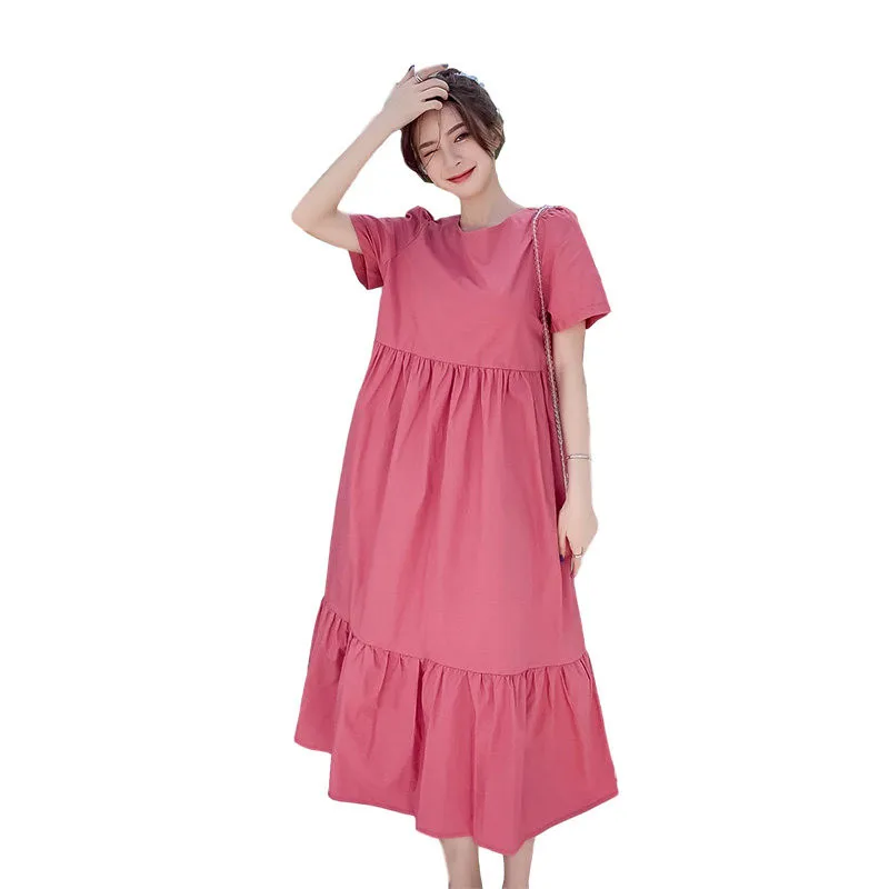 Nuevo vestido de maternidad informal holgado de color caramelo de verano vestido bohemio para vacaciones Vestidos Vintage vestido largo camisola mujer