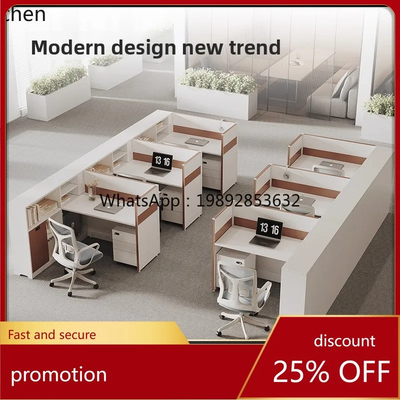 

HT Screen Desk for Customer Service and Finance Staff, T-shaped Office Desk for Three or Four People
