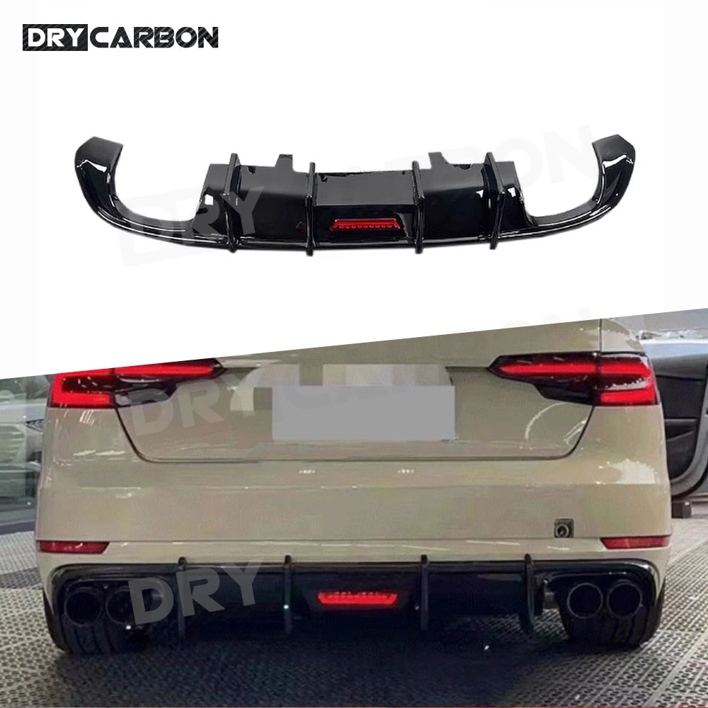 

Rear Diffuser Lip Bumper With LED Light for Audi A4 S4 B9 Sline 2017-2019 ABS Rear Bumper Lip Diffuser Guard Body Kits