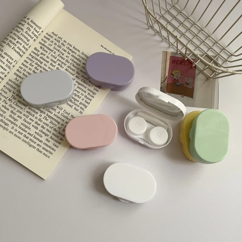 1PCS Candy Color Portable Mini Contact Lens Case Easy Carry Lenses Storage Box Eye Care Container with Mirror Lenses Box