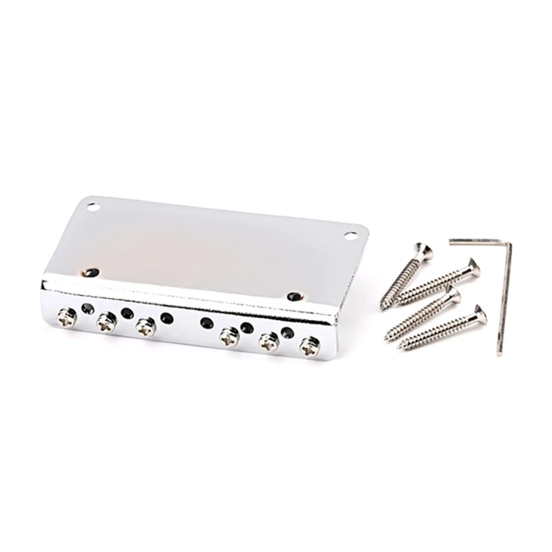 Metal Guitar Fixed Hardtail Bridge for 6-String Electric Guitar Bridge Tailpiece