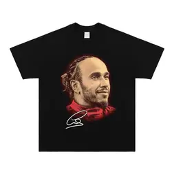 2025 new Lewis Hamilton 7 champion F1 driver World champion American cotton printed T-shirt trend