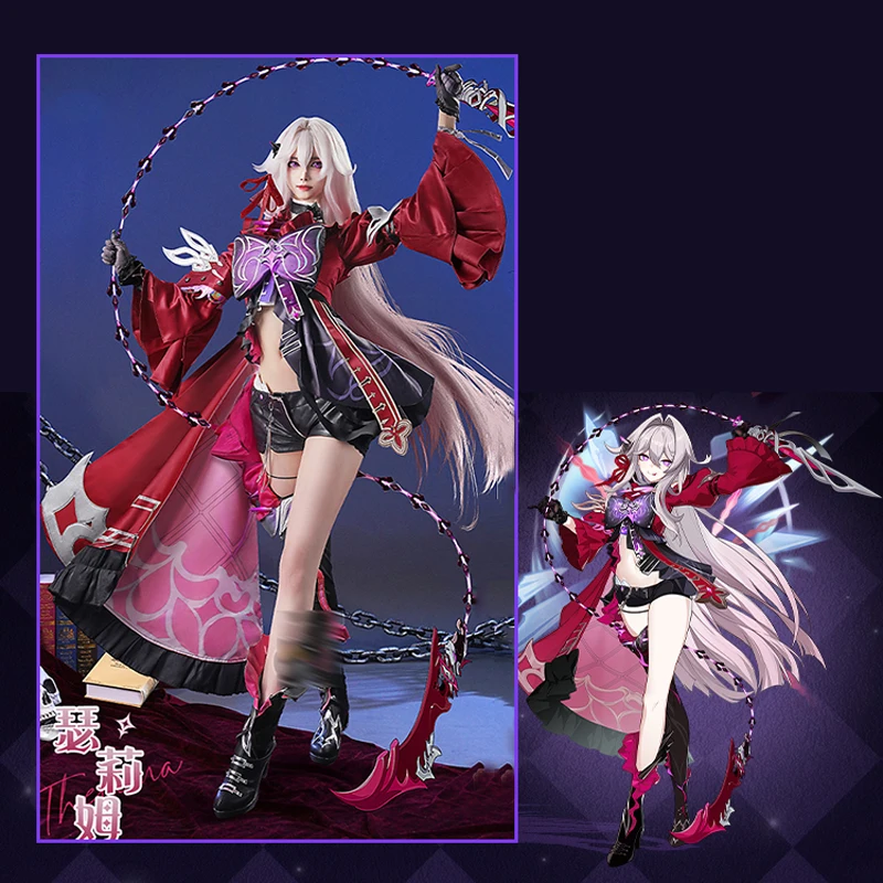 New! Honkai Impact 3rd Thelema cosplay Costume Red Gorgeous cape Cool full set Game same Women Clothing SS