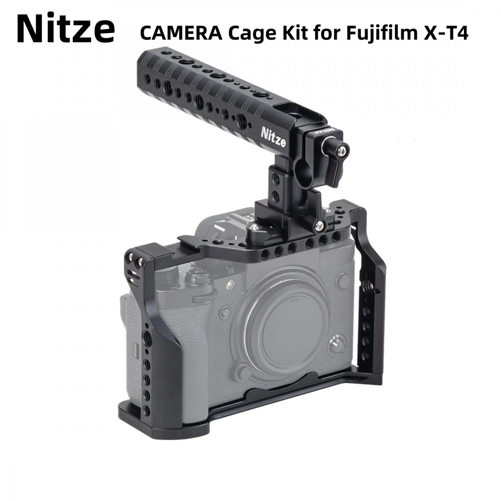 

Nitze Cage Kit FHT-XT4for Fujifilm X-T4 with PA14 NATO Handle Built-in Arca Swiss Plate Camera Cage Video Film Making Stabilizer