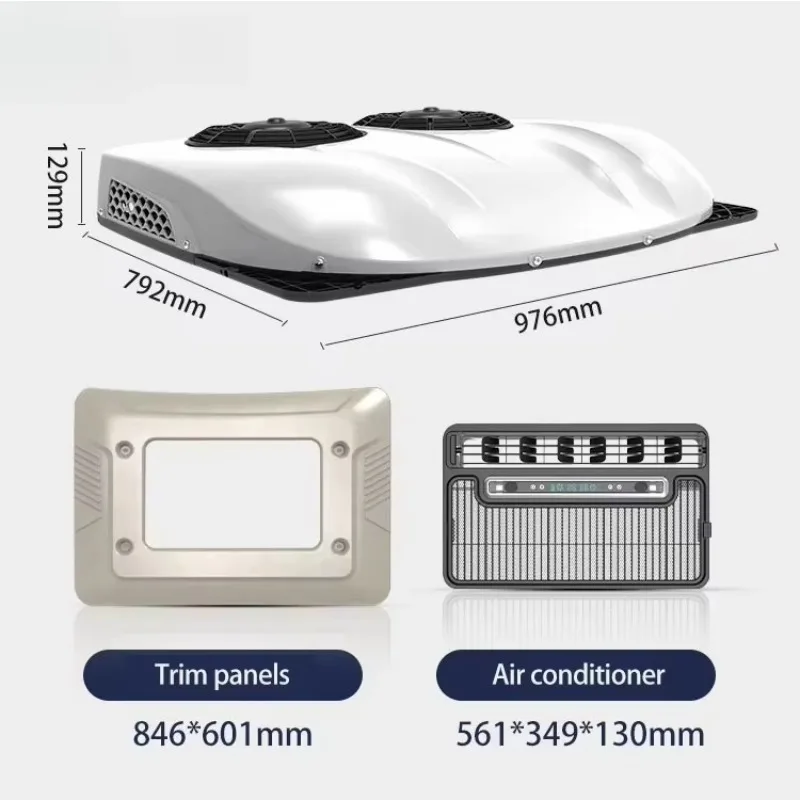 Van Rv Roof Solar Power Stop Air Conditioning Truck 12v 24v Battery Powered Air Conditioner for RV view 2