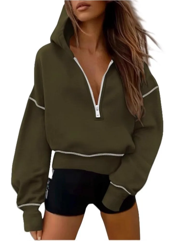 

Casual Hoodie Commuting Woman Clothing Homewear Pulls Femmes Hooded Sweatshirts Officesimple Style Loose Contrast Long Sleeves