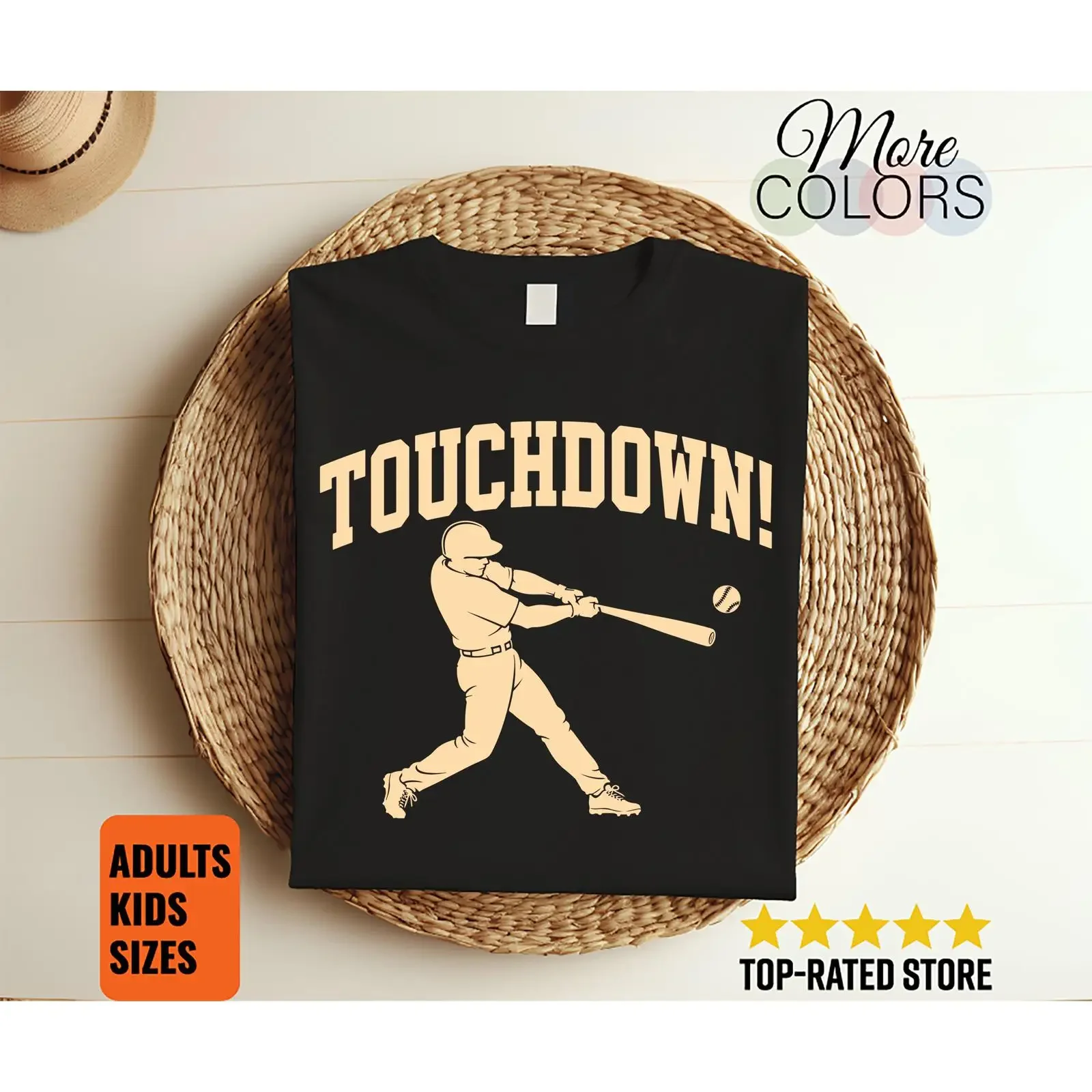Funny Touchdown Baseball Meme T Shirt Homerun Sports for Lover Game Day Fan Adults Kids Sizes Apparel vintage Washed