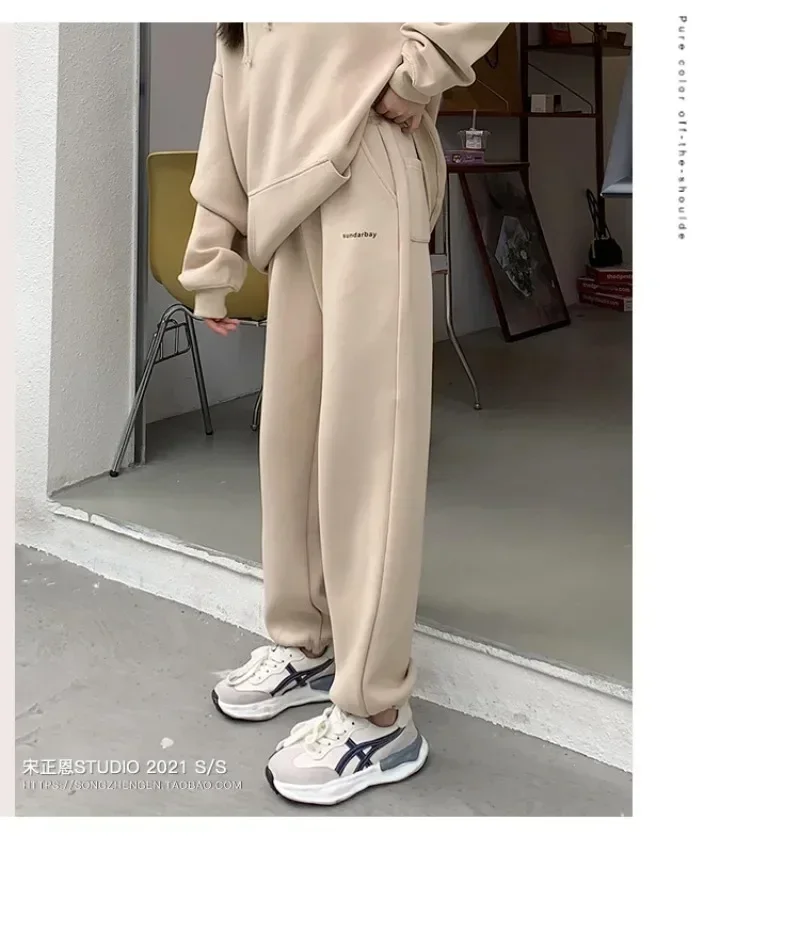 New Women Tracksuit Hoodies Casual Long Sleeve Fleece Warm Hooded Sportswear Suit Hoody Pullovers Long Pant Y2k Two Pieces Sets