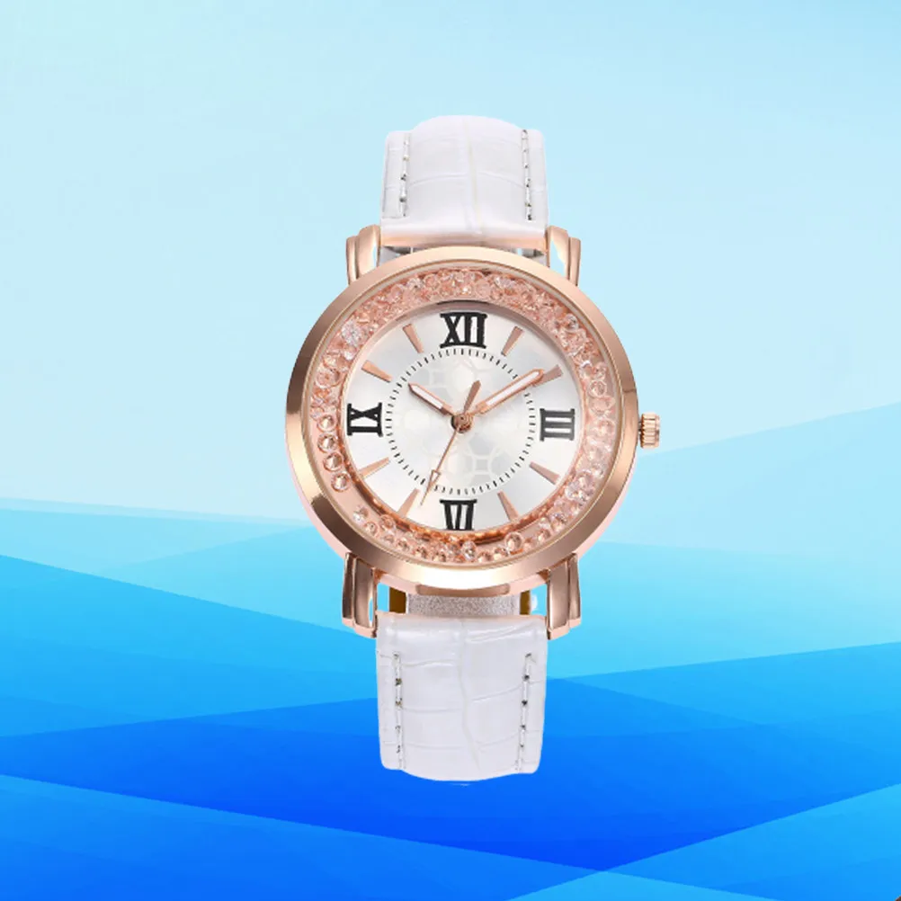 Quartz Wrist Watch Women Fashion Creative White Wristband Rhinestone Watch Elegant Silent Precise Movement Suitable for Any