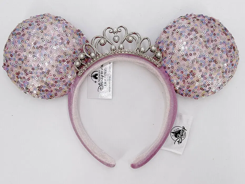 

2022 Headband Minnie Mouse Disney Parks Tiara Sequin Princess Crown Ears Pink