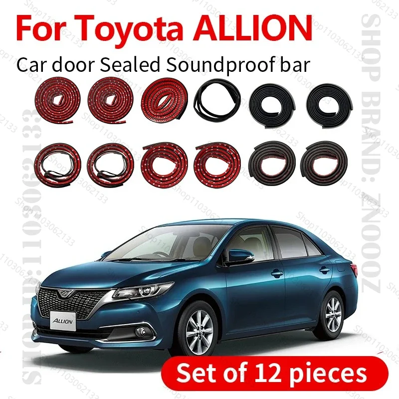 Car Door Seal Strip Rubber Double Layer Sealing Protector Soundproof Dustproof Seal Strip 12PCS Set For 2001-2021 Toyota ALLION