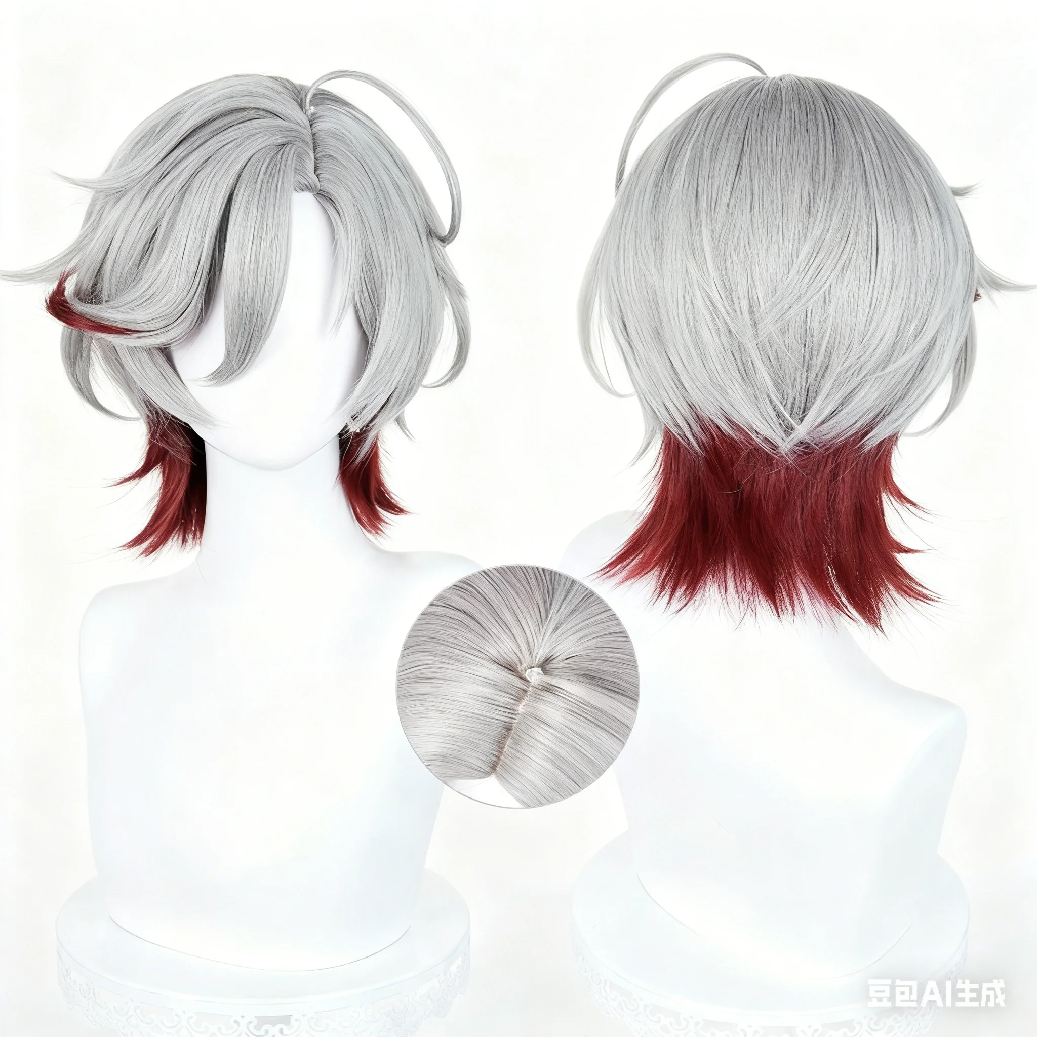 

Game Genshin Impact Illuga Cosplay Wigrealistic scalp design, two-tone short hair Hair Halloween Carnival Party For Women Men Co