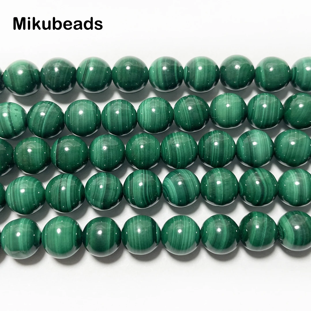 Wholesale Natural 5mm 6mm A+ Malachite Smooth Round Loose Beads For Making Jewelry DIY Necklace Bracelet Strand 15