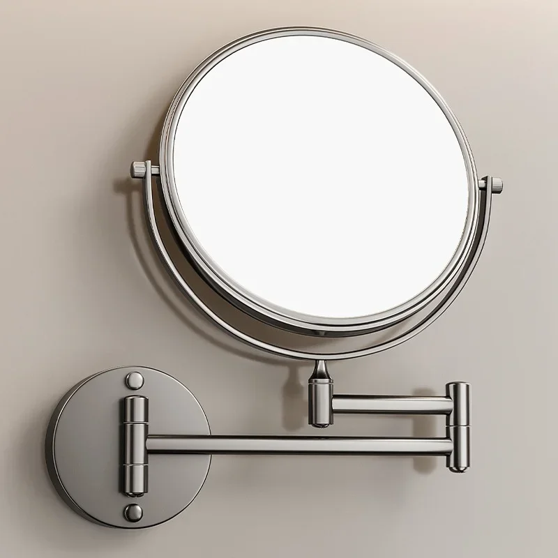 Wall mount Folding Brass Cosmetic 3X:1X magnifying Gray Dressing 6/ 8 Inch Makeup Mirror Black Mirror For Restroom
