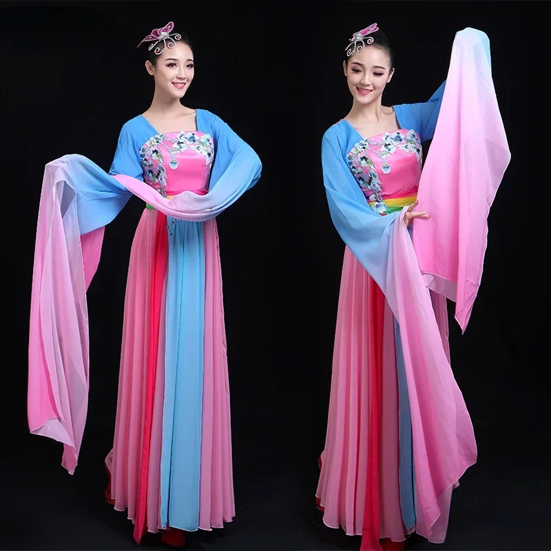 

Traditional Chinese Classical Dance Costume Women Water Sleeve Hanfu National Yangko Dance Wear National Fan Dance Outfit