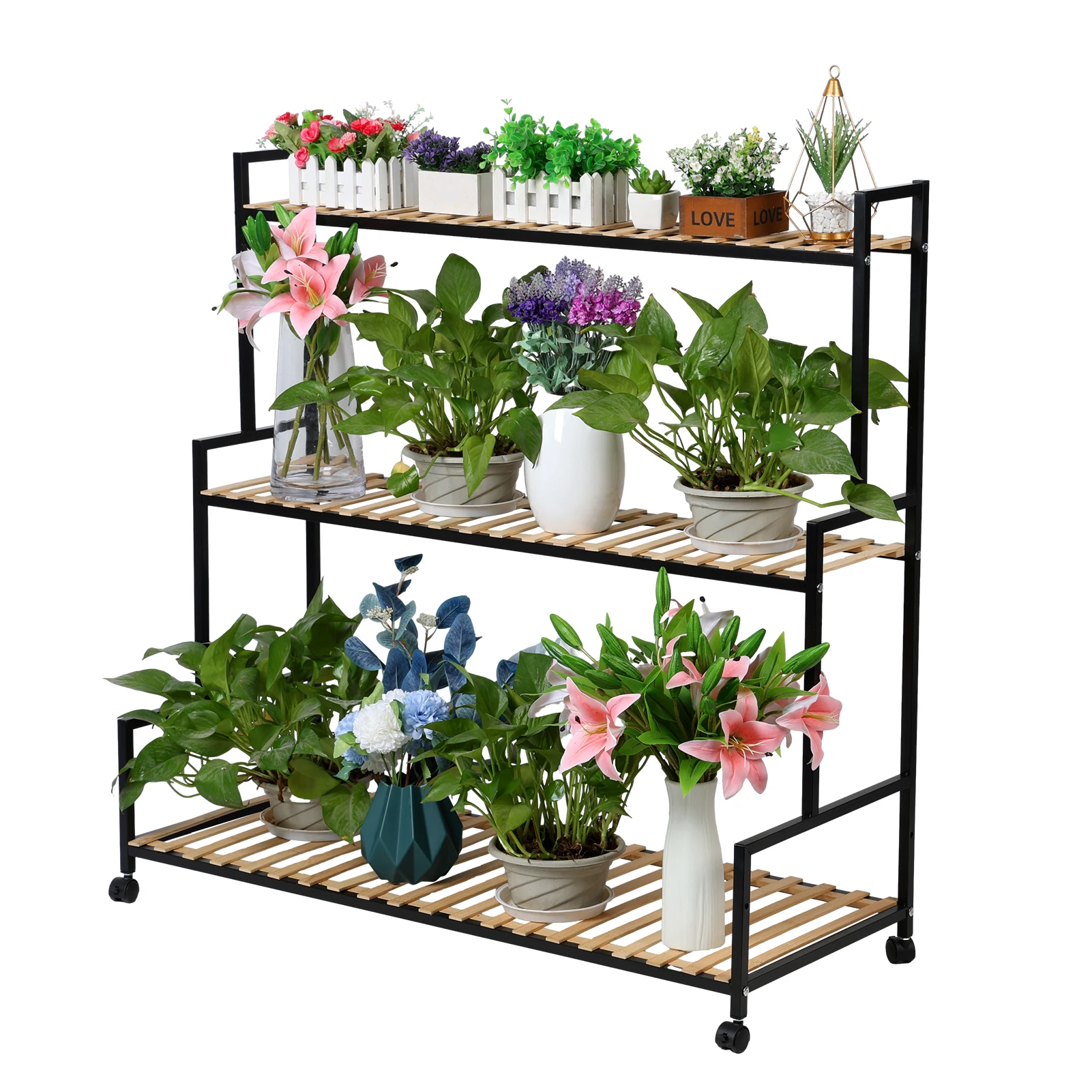 

Flower Rack Indoor Floor Standing Multi-Storey Plant Racks With Wheels Adjustable Outdoor Multi Functional Balcony Storage Rack