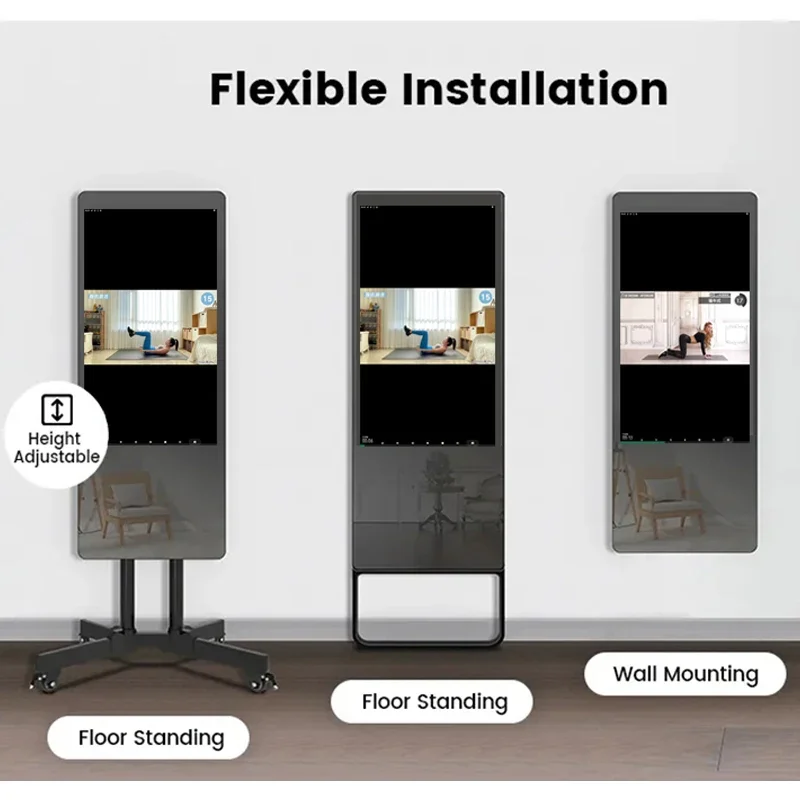 Espelho de fitness recém chegados android inteligente espelho de fitness montagem na parede espelhos tela toque lcd exercício mágico mirrorfitness 32in