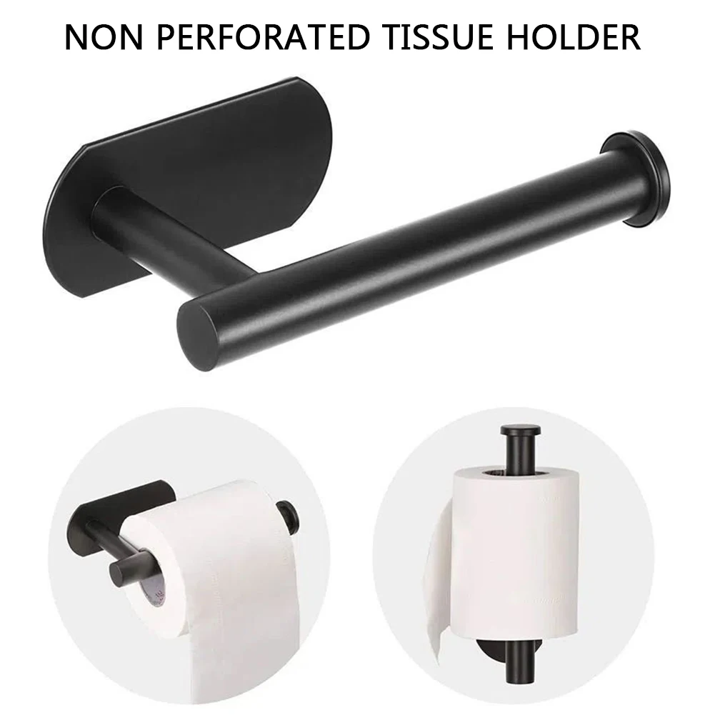 

Paper Roll Storage Hanger Wall Mounted Tissue Towel Rack Hanging Shelf No Punching Stainless Steel Bathroom Accessories