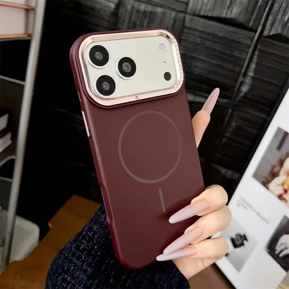 Plating Glitter Diamond for MagSafe Case For iPhone 18 17 16 15 14 Pro Max Magnetic Wireless Charging Soft Silicone Back Cover
