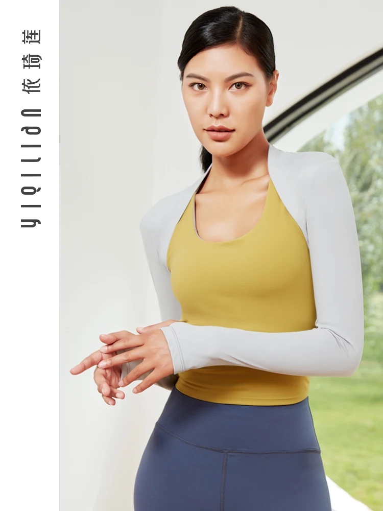 アイアンハンド-レディース-イガリン-ヨガウェア-長袖-スタンドカラー-ランニング-ピラティス-スポーツ-ショートシャツ-ウエスト露出-アウター-セーター