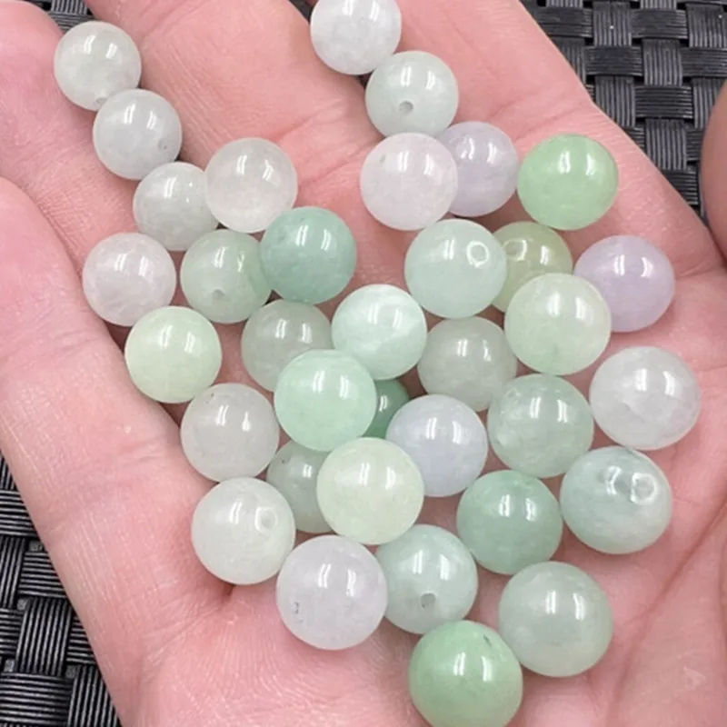 Jade Scattered Beads Jade Bashan Material Loose round Beads Scattered Beads Quartz Rock Jade Scattered Beads10mm Bracelet Neckla