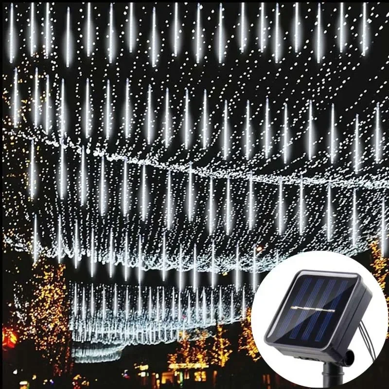 Imagem -03 - Luz Solar Led ao ar Livre Chuva de Meteoros Luzes Chuva à Prova Impermeável Água Decoração do Jardim ao ar Livre Ano Novo Rua Guirlanda Decoração Natal