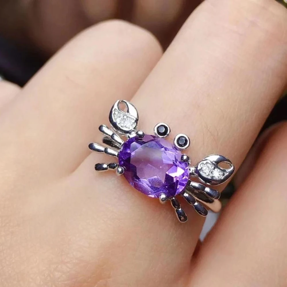 

MeiBaPJ натуральный аметист, драгоценный камень, модная женская бижутерия из настоящего серебра 925 пробы