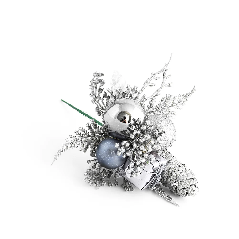 

Silver Pine Cone Spruce Twig Decor Christmas Decoration for Craft DIY Party Photo Prop Centerpiece Garland Making