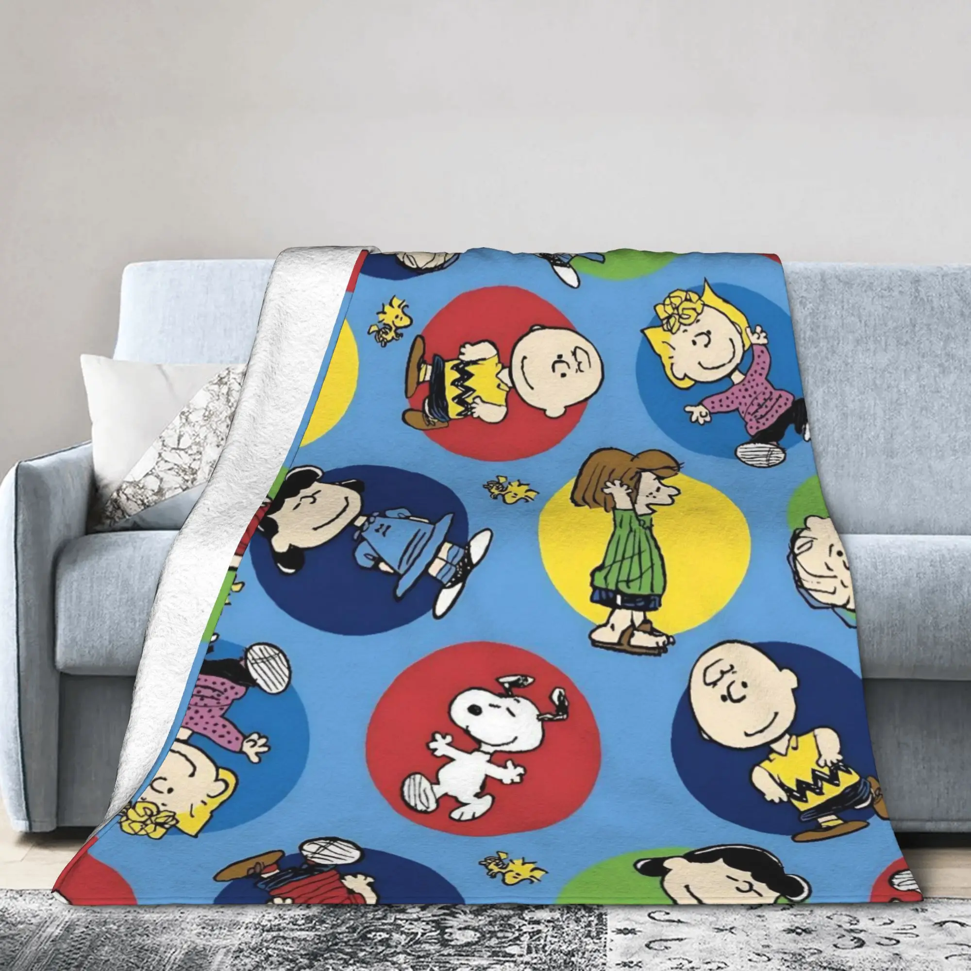 Cartoon Cute S-Snoopys Plush Blankets  Vintage Throw Blanket for Home 125*100cm Bedspread