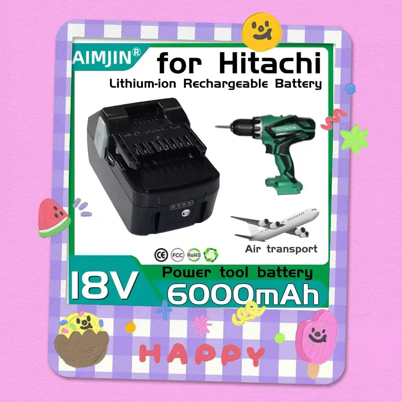 

6000mAh for Hitachi 18V BSL36A18 BSL36B18 371751M WH36DB DV36DAQ4 DS18DSL DS18DBL DH18DSL UB18DSL WH18DSL Power Tool Battery
