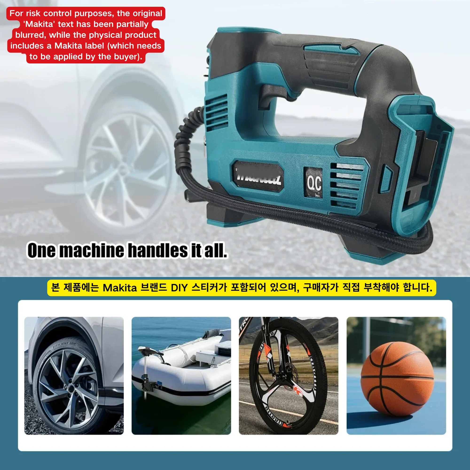 Makita 18V Portable Cordless Tire Inflator 18V Battery Electric Air Pump Handheld Air Compressor For Car Bicycle Tires Ball