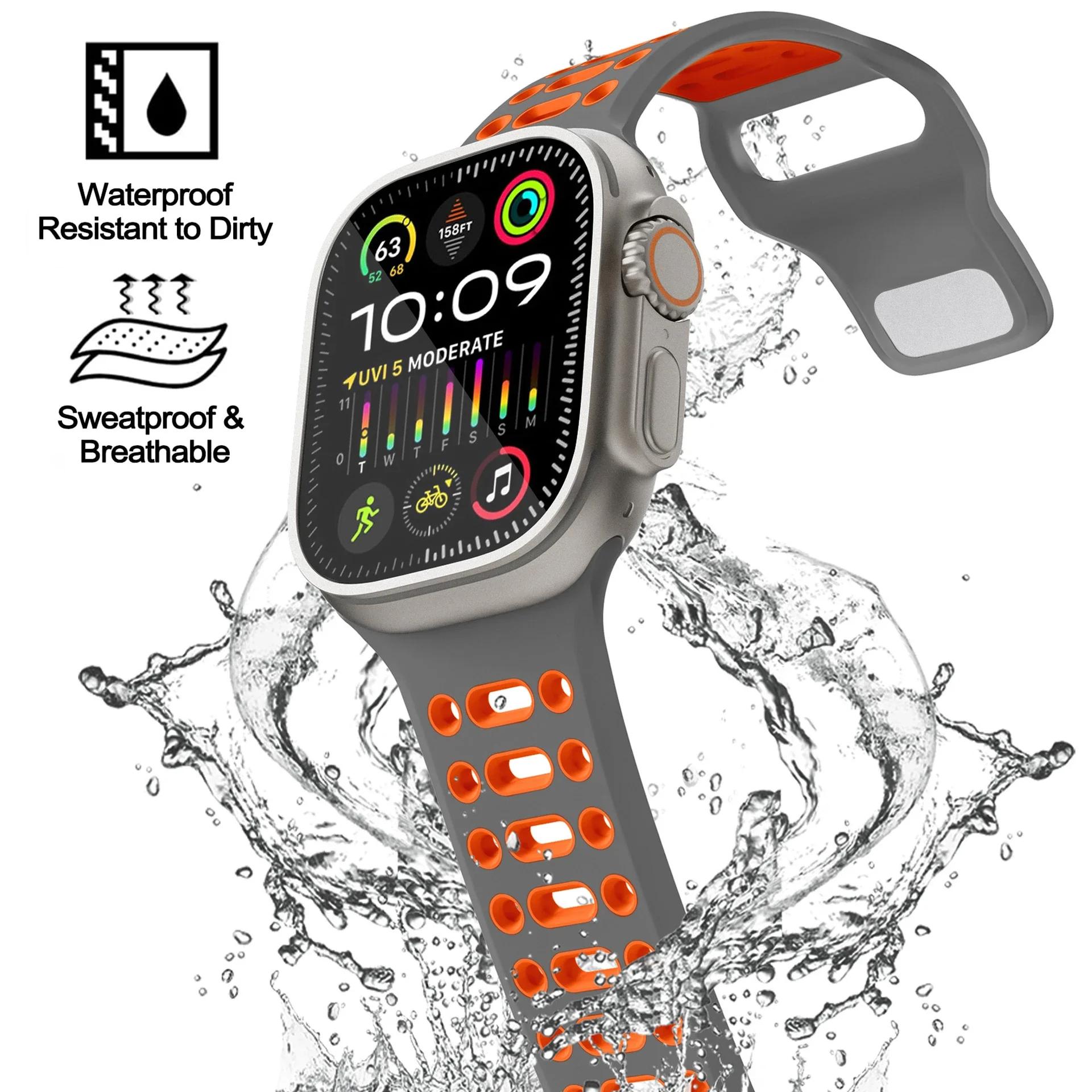 Silicone Band for Apple Watch Ultra 2 49mm 46mm 45mm 44mm 42mm Two-Color Bracelet Correa Iwatch Series 10 9 8 7 6 5 3 SE Strap