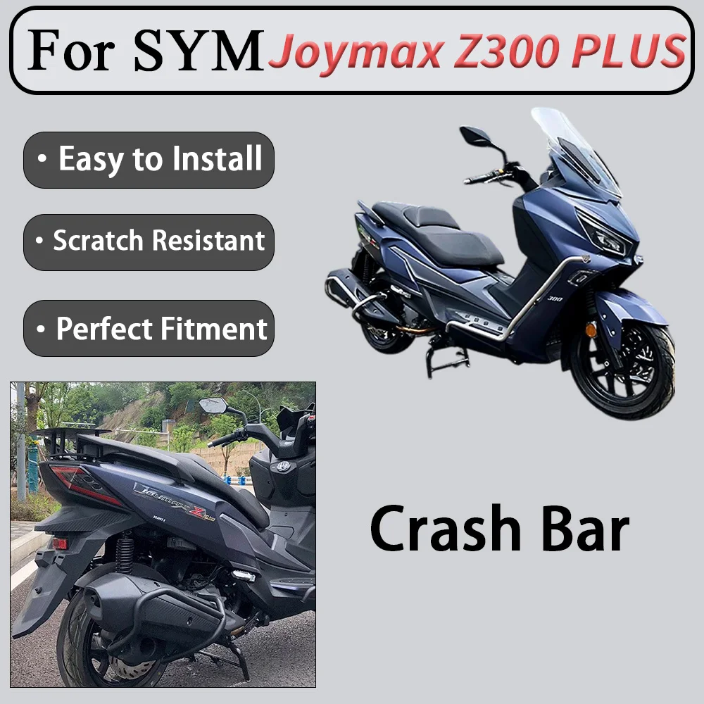 For SYM Joymax Z300 plus Full set of modified parts: 304‑stainless‑steel crash bars + carbon‑steel reinforced rear luggage rack