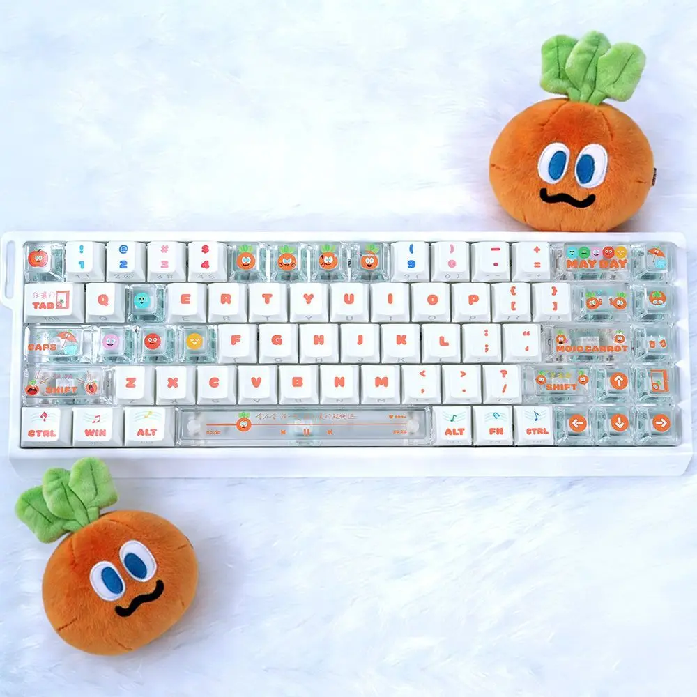 73 Keys Robub Keycaps Side Engraved Light Cherry Dye-Sub PBT PC Customised Key Cap for Mechanical Magnetic Keyboard Wooting